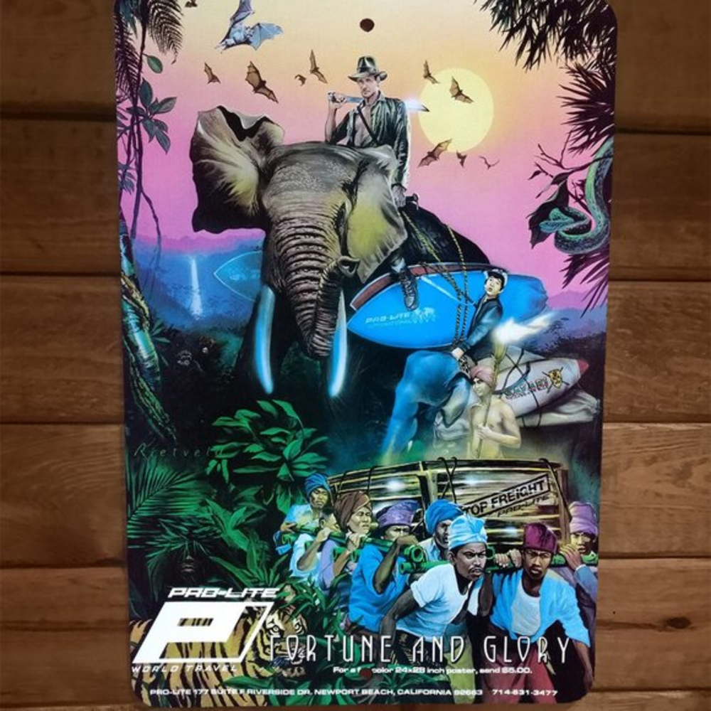 Fortune and Glory Surfboards Indiana Jones 8x12 Metal‎ Wall Sign Poster
